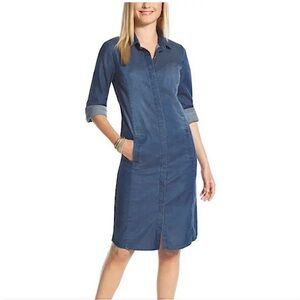 Chico's Denim Chambray Shirt Dress